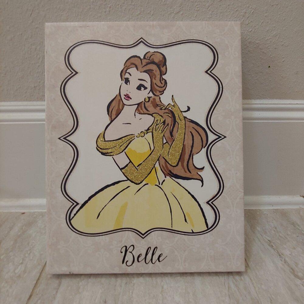 Artissimo Disney Princess Belle  Frame Canvas Wall Art 14 X 11